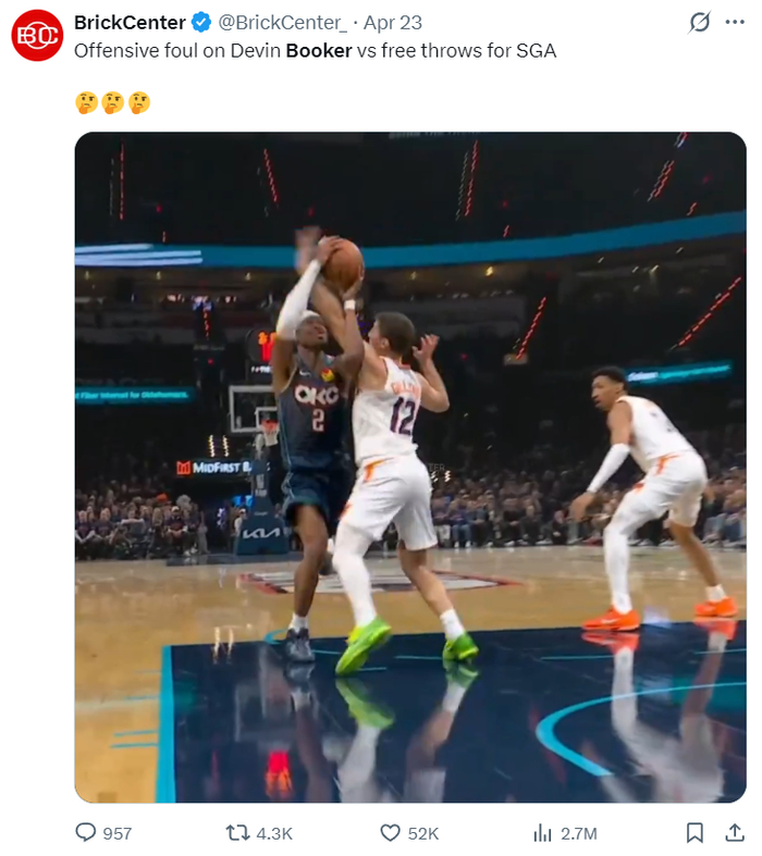 布克质疑裁判吹罚遭罚金 NBA取消其技术犯规引争
